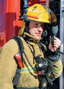 Tait TM9456 Dual Band in use by Firefighter